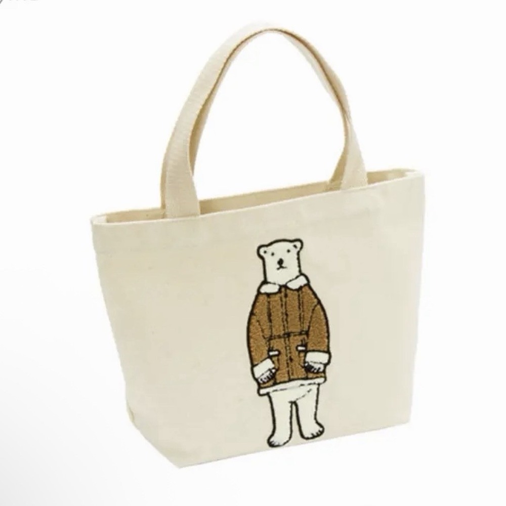 Polar Bear Benjamin Embroidered Canvas Small Tote Bag Tokyo Japan Parka Jacket